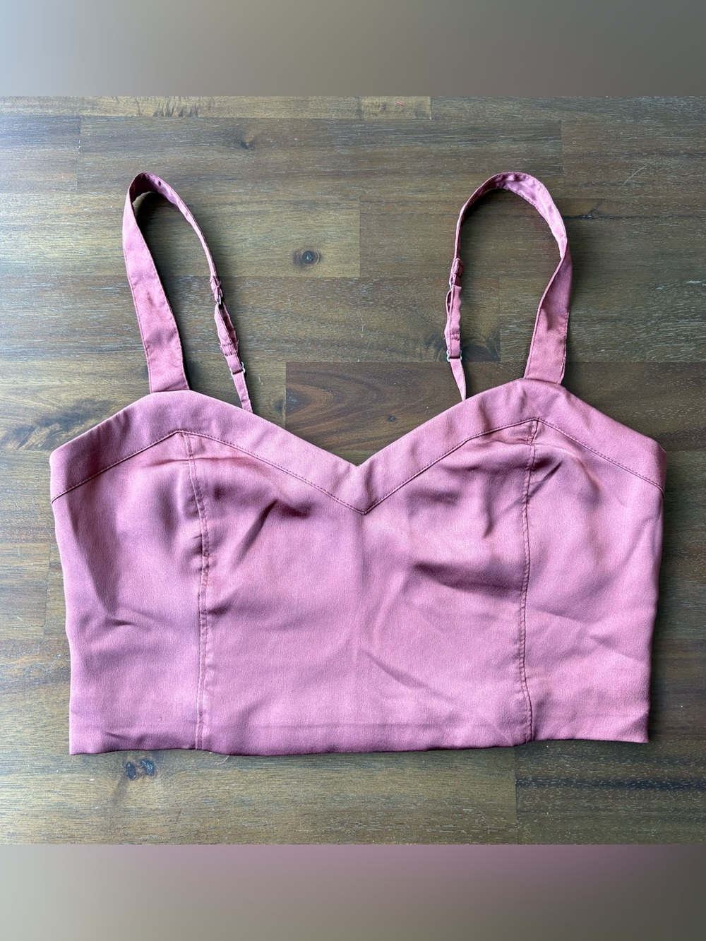 Abercrombie & Fitch Satin Crop Bustier Tank Top Rust Orange | size M